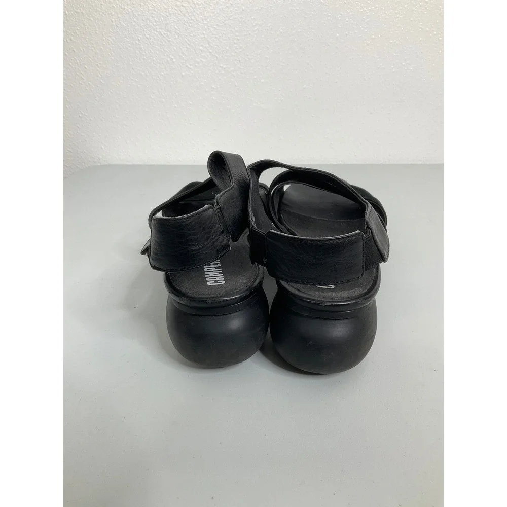Camper‎ Oruga Up Black Leather Suede Platform Slingback Sandals Womens 42